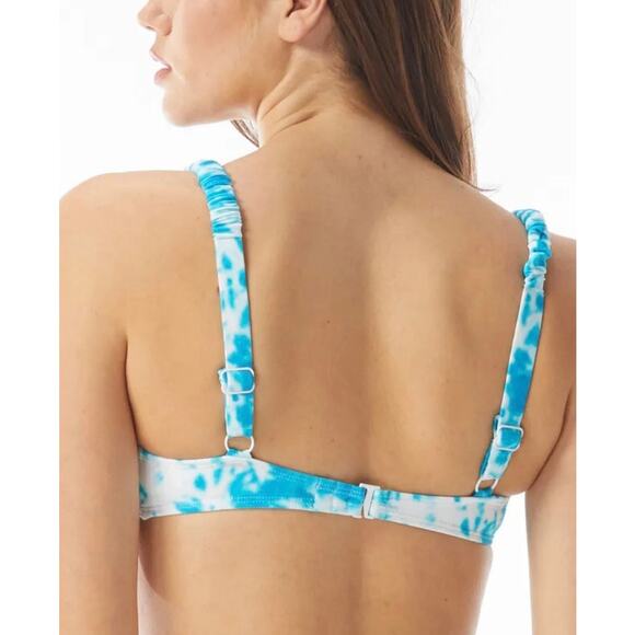 Sundazed Teal Cove Tie Dye Shirred Bikini Top and Bottom Set 36DD and  L NWT df1 - Picture 4 of 12